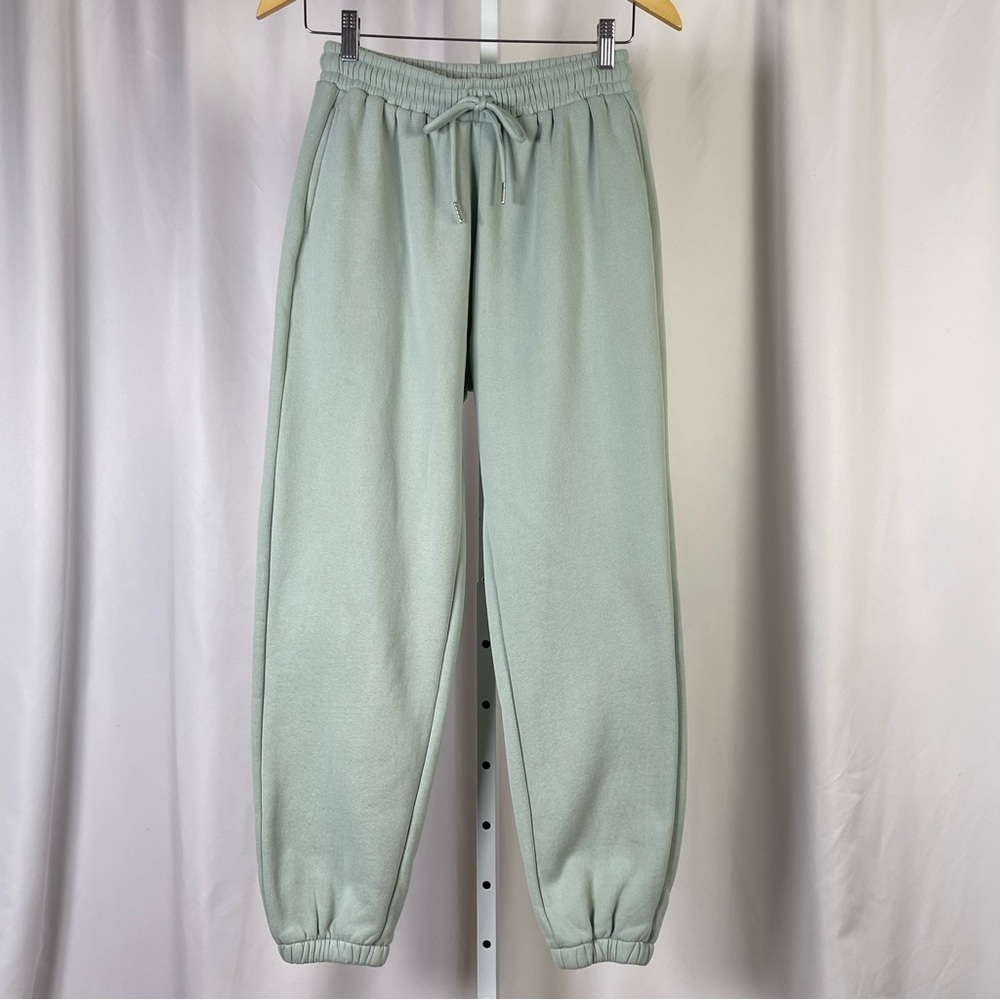 Women's Small Sage Green Fleece Lined Drawstring Jogger Sweatpants Sweats Lounge